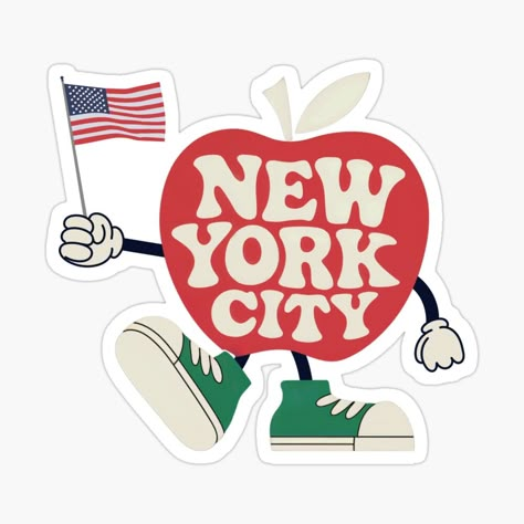 Get my art printed on awesome products. Support me at Redbubble #RBandME: https://www.redbubble.com/i/sticker/New-York-City-Big-Apple-Flag-by-AnnieKocoy/166165423.EJUG5?asc=u Computer Sticker, My Laptop, Flag Sticker, Sticker Packs, Big Apple, Art Block, Brand Identity Design, Stickers Packs, Identity Design