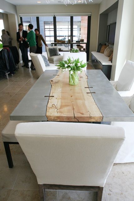 Inbound Thread: DECOR - wood / concrete dining table Concrete And Wood, Wood And Concrete, Concrete Dining Table, Concrete Furniture, New Interior Design, Concrete Table, Concrete Wood, Dining Table Design, Wood Planks