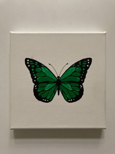 Green Butterfly Painting, Butterfly Acrylic Painting, Mini Tela, Creative Wall Painting, Epic Drawings, Butterfly Art Painting, Butterfly Canvas, Green Paintings, Butterfly Painting