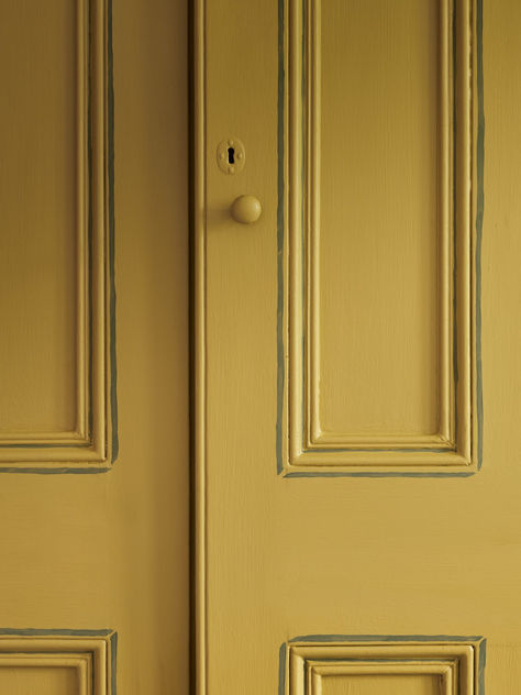 Valspar Mustard Yellow Paint, Blue Green Yellow Color Palette Bedrooms, Mustard Yellow Door Interior, French Quarter Gold Benjamin Moore, Bungalow Color Palette, Fun Trim Colors, Golden Yellow House Exterior, Office Yellow Walls, Pink And Yellow Wall Paint