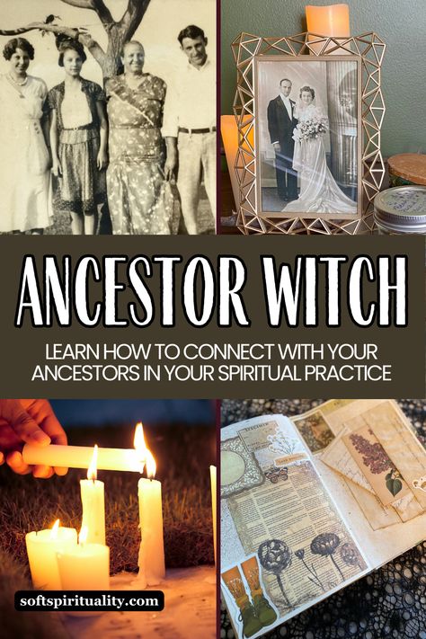 What is an Ancestor Witch? Connect with the ones who came before us – Soft Spirituality Connecting With Your Ancestors, Ancestral Witchcraft, Connect With Ancestors, Ancestor Work, Witch Types, Honor Your Ancestors, Ancestor Altar, Samhain Altar, Grimoire Pages