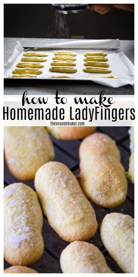 Lady Fingers Recipe Easy, Diy Lady Fingers, Homemade Lady Fingers For Tiramisu, Lady Finger Cookies Recipe, How To Make Lady Fingers, Soft Lady Fingers Recipe, Homemade Ladyfingers Tiramisu Recipe, How To Make Ladyfingers, Italian Ladyfingers Recipe