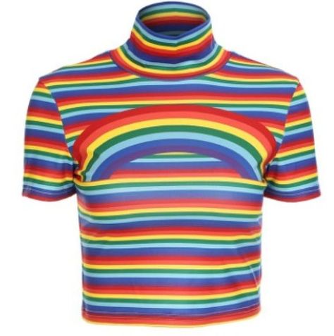 Ready for an epic shopping spree? Rainbow Tutleneck Pride Top, at a mind-blowing price of £22.95 Don't wait! Rainbow Turtleneck, Rainbow Crop Top, Turtle Neck Crop Top, Turtleneck T Shirt, T Shirt Crop Top, Colorful Crop Tops, Pride Outfit, Turtleneck Shirt, Shirts Women Fashion