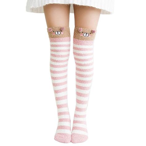 PRICES MAY VARY. Material: Coral Fleece, including 98% polyester,2% spandex. High Elastic: This cartoon long stripe fuzzy socks provide super soft, stretchy and comfortable feeling with special microfiber, keep your legs ultra warm in spring, fall, winter with fashion look. Unique Design: Special cute animal patterns are full of fun and joy, these lovely knee high socks are very suitable for peeking out of boots-with jeans, leggings, skirts. You can wear them as school socks, slipper socks, boot Pink Fuzzy Leg Warmers, Cute Long Socks, Fuzzy Leg Warmers, Leg Warmers Pink, Pastel Socks, Kawaii Outfit Ideas, School Socks, Kawaii Outfit, Cute Stockings