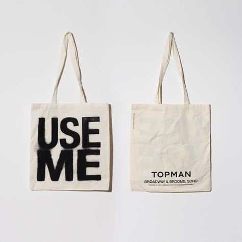 Need some help shopping? As an incentive to book an appointment with Topman’s Advisor Service, they are now offering eco-friendly re-usable “USE ME” shopping bags made out of 100% organic cotton. Happy shopping! Enjoyed this update?Stay up to date, and subscribe to our mailing list! Related Updates Desain Merek, Totes Ideas, Canvas Bag Design, Design Bags, Face Beauty, Diy Tote Bag, Custom Tote Bags, Use Me, Eco Bag