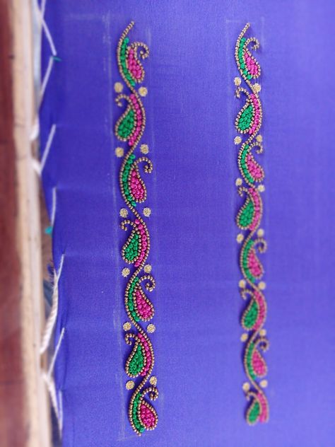 Simple Tread Works For Blouse, Saree Tassels Designs, Aari Design, Saree Kuchu Designs, Aari Designs, Latest Blouse Designs Pattern, Simple Work, Kids Blouse Designs, Latest Model Blouse Designs