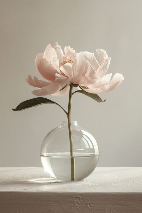 Single Flower In Vase, Peony Flower Aesthetic, Flower Still Life Photography, Peonies Photography, Peonies Aesthetic, Peony Aesthetic, Still Life Flowers, Minimalist Flowers, Wallpaper Nature Flowers