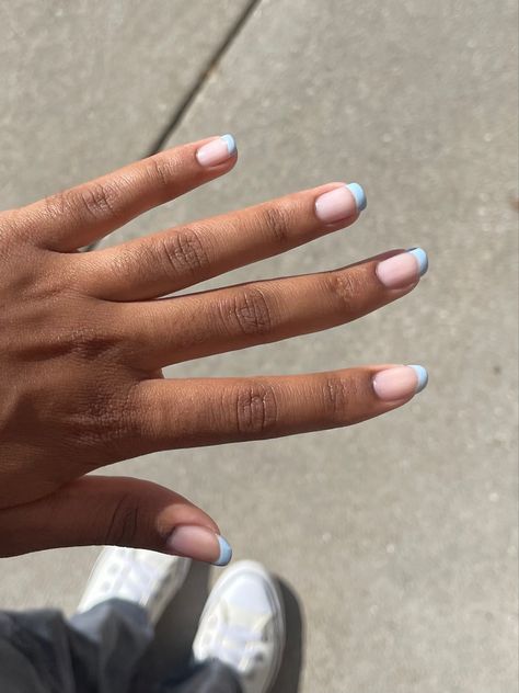 Light Blue French Tip Nails, Light Blue French Tip, Blue French Tip Nails, Blue French Tip, Blue French Tips, Lilac Nails, White French Tip, Blue Tips, Blue French