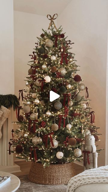 Diana Fernandez on Instagram: "2024 Christmas tree 🎄

a cozy traditional color palette with vintage inspired elements this year and I am so happy with how it turned out. 🥹 You might notice some ornaments from previous years as well as some new additions. I am loving the berry picks this year and was really inspired to incorporate them as well as the red bows. 

Wishing you all a magical holiday season ahead & happy decorating!! 
🔗 Comment TREE for the link to shop. 

#christmas #christmasdecor #christmastree #deckthehalls #traditionalchristmasdecor

https://liketk.it/4VMIV #ltkhome #ltkholiday" Little Red Bows On Christmas Tree, Christmas Trees With Red Bows, Berries In Christmas Tree, Tree With Red Bows, Vintage Red Christmas Tree, Cherry Christmas Tree, Christmas Tree With Berries, Neutral And Red Christmas Tree, Red Bows Christmas Tree