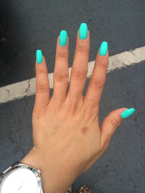 Teal Nails, Turquoise Nails, Image Reference, Coffin Shape Nails, Super Nails, Summer Nails Colors, Neon Nails, Nailed It, Coffin Nails Designs