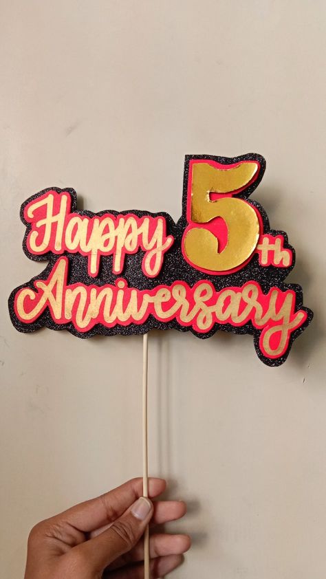 Wedding anniversary cake topper, 5 th anniversary cake topper 5th Anniversary Cake, Anniversary Cake Topper, Happy Birthday Love Quotes, 5th Wedding Anniversary, Wedding Anniversary Cake, Happy Birthday Love, Fake Cake, Anniversary Ideas, Creative Idea