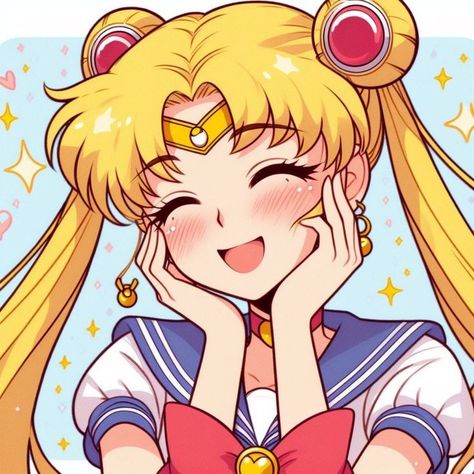 Sailor Moon Digital Art, Sailor Moon Portrait, Happy Anime Character, Ariana 2024, Saler Moon, Sailor Moon Drawing, Sailor Moon Pfp, Sailor Moon Pose, Sailor Moon Makeup