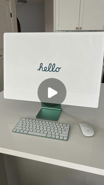 Ritz Stevens on Instagram: "Green iMac unboxing 🍏   #imac #apple #imacunboxing" Imac Desk Aesthetic, Green Imac Desk Setup, Imac Desktop Setup, I Mac Apple, Green Imac, Imac Office, Imac Setup, Imac Desk, Imac Desk Setup