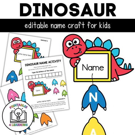 Visit Parenting Chaos's Ko-fi Shop! - Ko-fi ❤️ Where creators get support from fans through donations, memberships, shop sales and more! The original 'Buy Me a Coffee' Page. Dinosaur Name Craft, Dinosaur Name, Name Recognition, Early Childhood Learning, Name Crafts, Life Skills Activities, Name Activities, Early Childhood Development, Childhood Development