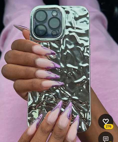 Sparkly Nails, Funky Nails, Chrome Nails, Almond Nails, French Nails, Design Inspo, Nail Ideas, Nail Art Designs, Nail Designs