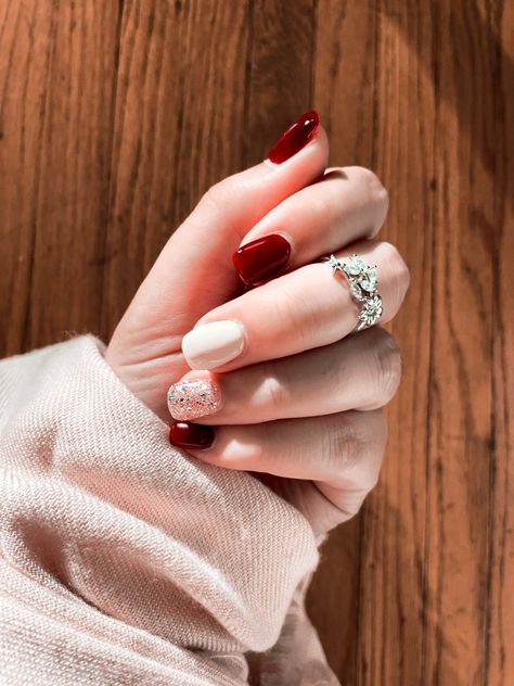 Crimson And Cream Nails, Cream And Red Nails, Red Beige Nails, Red And Cream Nails, Beige And Red Nails, Ivory Nails, Champagne Nails, Beige Nails, Cream Nails