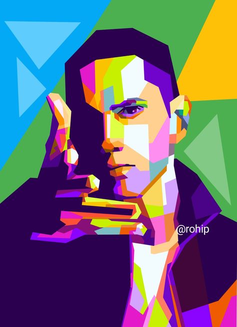 Eminem Illustration Art, Eminem Illustration, Eminem Pop Art, Music Cafe, Pop Art Face, The Weeknd Poster, Wpap Art, Pop Art Drawing, Pop Art Portraits