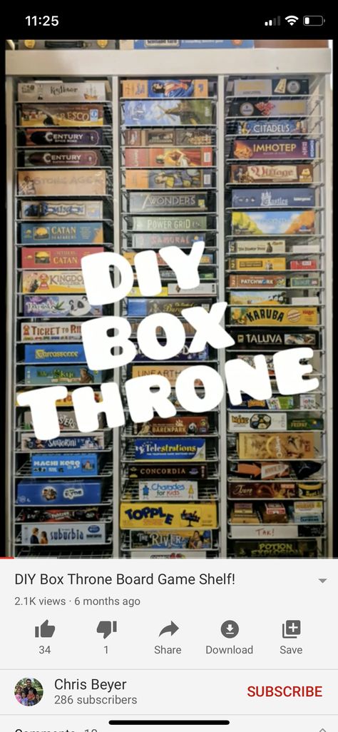 Board Game Shelf Diy, Diy Board Game Storage Ideas, Game Shelf Organization, Boardgame Shelf Ideas, Board Game Closet, Board Game Storage Living Room, Board Game Shelves, Boardgame Storage, Game Storage Ideas