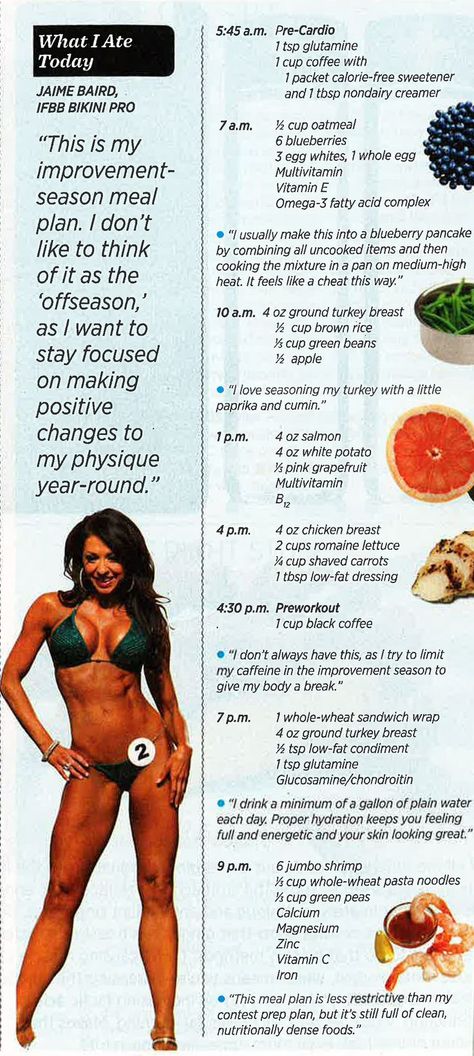 Jaime Baird's "off season" daily meal plan #diet #workout #fitness #weightloss #loseweight Fitness Model Diet, Competition Diet, Pregnancy Meal Plan, Model Diet, Daily Meal Plan, Competition Prep, Bodybuilding Diet, Fitness Competition, Daily Meals