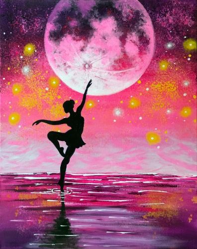 Learn to paint Dancing Under Moonlight Ballet Dance Painting, Dancer Painting Easy, Dance Paintings Easy, Sunrise Paintings, Easy Landscape Painting Ideas, Easy Landscape Painting, Landscape Painting Ideas, Painting Ideas For Kids, Dance Artwork