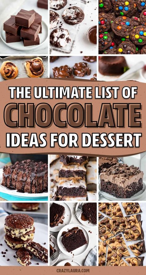 If you're a huge chocolate lover, you need to check out these amazing dessert recipes and ideas to satisfy your cravings! The Best Chocolate Desserts, All Things Chocolate, Desserts For Chocolate Lovers, Fun Chocolate Desserts, Ultimate Chocolate Dessert, Chocolate Dessert For A Crowd, Easy Chocolate Desserts For A Crowd, Delicious Chocolate Desserts, Chocolate Dessert Recipes Easy