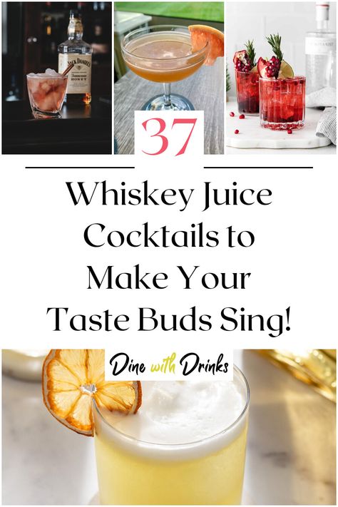 Collage of 4 whiskey juice cocktails.