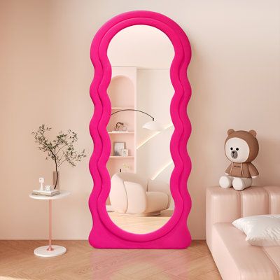 Wavy Mirror, Wavy Design, Length Mirror, Full Length Mirror, Soft Flannel, Full Length, Mirror, Wood, Pink