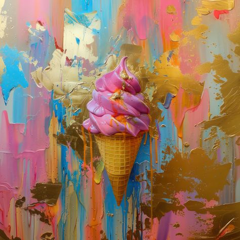 A set of 5 colourful ice cream prints that could be the perfect gift for ice cream lovers or serve as a matching artwork for ice cream parlors or kitchen decor. Colourful Ice Cream, Ice Cream Painting, Ice Cream Poster, Clay Patterns, Pink Ice Cream, Colorful Food, Ice Cream Art, Colorful Ice Cream, Artwork Decor