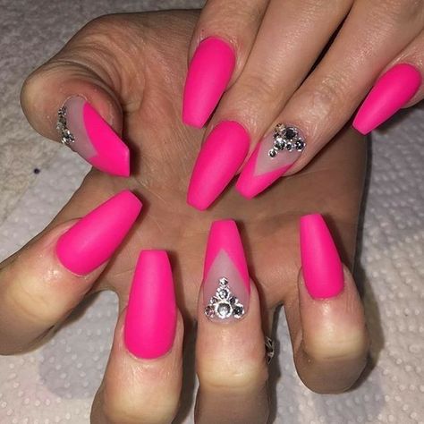 Matte Gel Nails, Hawaiian Nails, Wedding Nail Polish, Neon Pink Nails, Nails Luxury, Sculpted Nails, Hot Pink Nails, Super Nails, Ballerina Nails