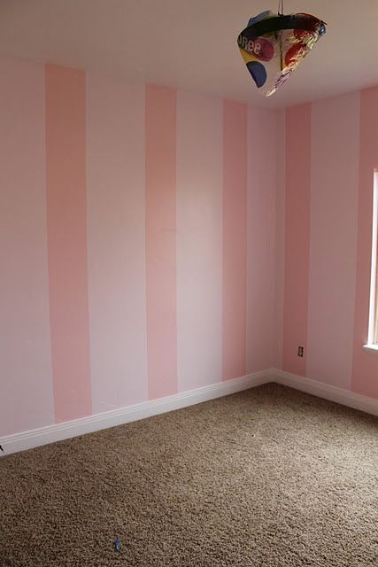 Love these pink stripes but if I do it the. It will probably only be an accent wall Stripped Wall Paint, Pink Striped Walls, Shabby Bedroom, Paris Bedroom, Room Wall Painting, Striped Walls, Paint Wall, Bedroom Wall Paint, Dekorasi Kamar Tidur