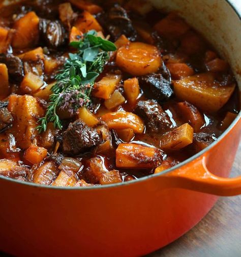 A deliciously rich and hearty traditional French stew featuring parsnips, turnips, rutabagas and fork tender beef that was marinated in advance. French Beef Stew, Beef Stew Recipe, Baked Chicken Breast, French Cooking, Parsnips, Beef Dishes, Beef Stew, Stew Recipes, Soups And Stews