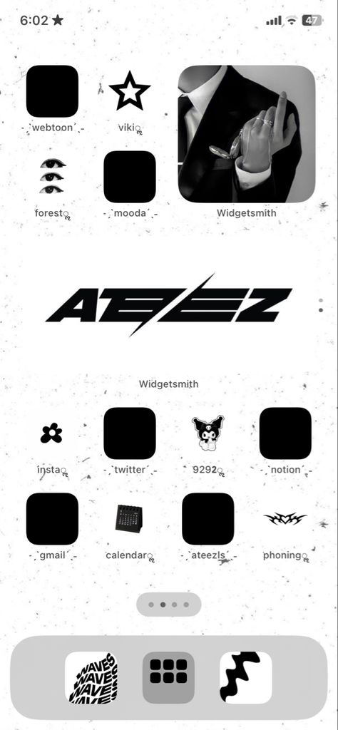 Ateez Themed Phone, Ateez Widget Ideas, Ateez Ios Layout, Ateez Iphone Layout, Ateez App Icons, Ateez Phone Theme, Ateez Widget Icons, Ateez Phone Layout, Ateez Homescreen Layout