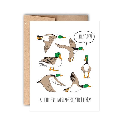 Letterpress Birthday Card, Funny Retirement Cards, Fowl Language, Hunting Birthday, Letterpress Paper, Penguin Birthday, Birthday Card For Him, Birthday Card Funny, Letterpress Greeting Cards