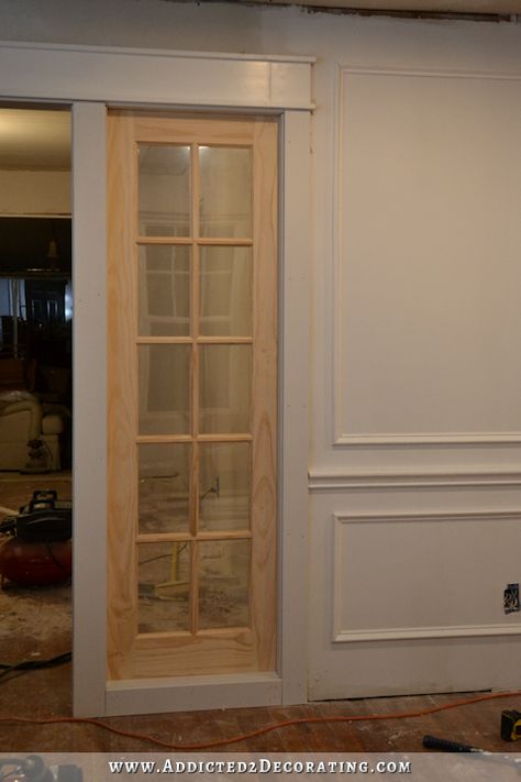 Stationary Built-In French Door Panels (French Doors Used As Interior Sidelights) - Basic Build Interior Sliding French Doors, Custom French Doors, Pintu Interior, Victorian Doors, Residential Exterior, Glass French Doors, Interior Design Elements, Door Panels, Pantry Door