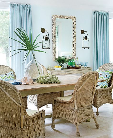 Farmhouse Style Chairs, Cottage Dining, Candle Lighting, Coastal Casual, Room Mirror, House Of Turquoise, Florida Room, Dream Beach Houses, Malibu Beach