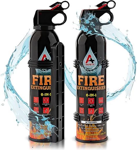 A+ Safety Portable Fire Extinguisher | 6-in-1 Small Fire Extinguisher for Home, Garage, Kitchen, Car | For Electric, Textile and Grease Fires | Non-Toxic, Easy Clean | Wall Mount Incl (2PK) - Amazon.com Car Fire Extinguisher, Types Of Fire, Garage Kitchen, Survival Items, Accessory Dwelling Unit, Home Garage, Portable House, Fire Extinguishers, Emergency Call