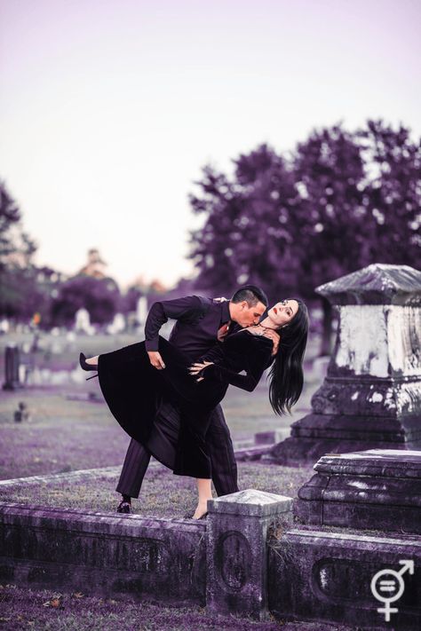 Costumes by Kalamitykam and rocky Moreno.   Photos by jen devero. She’s amazing Morticia And Gomez Engagement Photos, Morticia And Gomez Addams Photoshoot, Morticia And Gomez Photoshoot, Mortician And Gomez, Gomez Costume, Graveyard Photoshoot, Morticia Gomez, Morticia And Gomez, Morticia And Gomez Addams