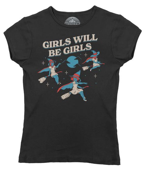 Women's Girls Will Be Girls Witch T-Shirt - Boredwalk Witchy Aesthetic Outfit, Goth Outfits Casual, Coven Of Witches, Summer Goth Outfits, Elven Style, The Sorceress, Goth Shirt, Summer Goth, Witch Girl