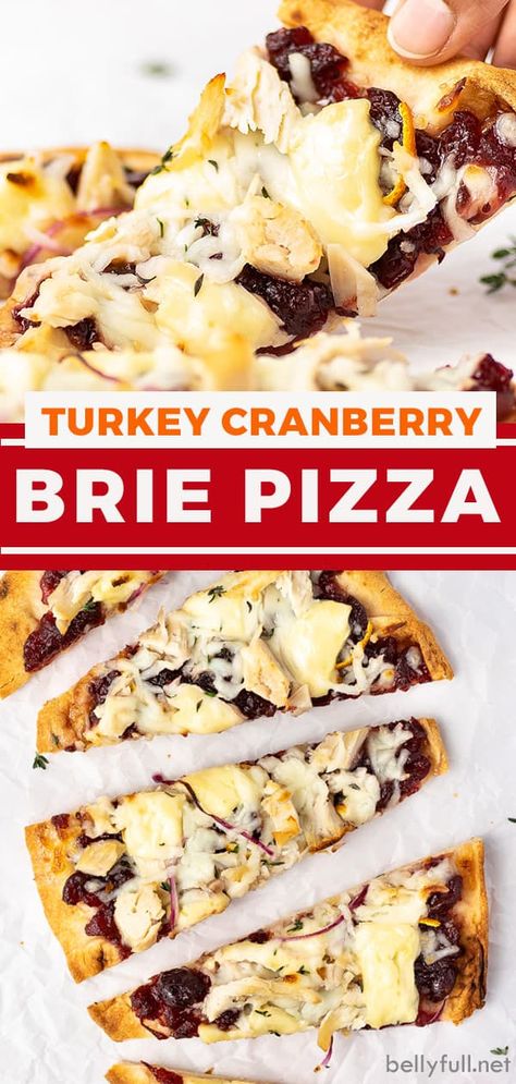 Turkey And Cranberry Pizza, Thanksgiving Pizza Recipe, Turkey Flatbread, Cranberry Cheese Dip, Pizza Variations, Cranberry And Brie, Blue Cheese Pizza, Naan Bread Pizza, Naan Pizza Recipes