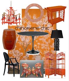 Chinoiserie Chic Living Room, Orange Chinoiserie, Chinoiserie Dining Room, Chinoiserie Living Room, Modern Asian Decor, Chinoiserie Bedroom, Saturday Inspiration, Saarinen Dining Table, Painted Chinoiserie