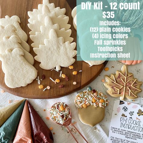 Thanksgiving Diy Cookie Kits, Thanksgiving Cookie Kits, November Diy, Diy Sugar Cookies, Sugar Cookie Kit, Cookie Kits, Cookies Box, Cookie Decorating Kit, Plain Cookies