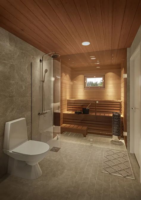 #bathroominspo #sauna #spa Sauna In The Bathroom, Sauna Bathroom Layout, Sauna Lounge Room, Sauna Bathroom Ideas Small Spaces, Built In Sauna Bathroom, Mini Sauna Bathroom, Indoor Cold Plunge Tub, Small Bathroom With Sauna, Sauna Shower Combo Master Bath