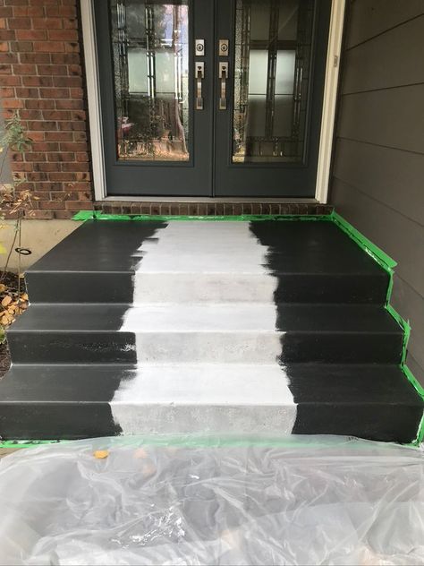 Concrete Front Steps, Painted Porch Floors, Cement Steps, Concrete Front Porch, Entry Steps, Paint Concrete Patio, Painted Concrete Steps, Paint Concrete, Front Door Steps