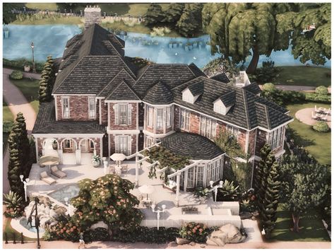 The Sims Resource - MM Parkshore Mansion Sims 4 Rich Family House, Sims 4 Manor House, Sims 4 Celebrity Mansion, Sims 4 Luxury House, Sims 4 Cc Lots, Sims 4 Mansion, Sims Lots, Sims 4 Restaurant, Celebrity Mansions