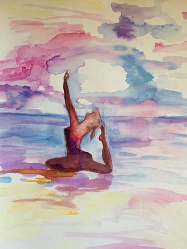 YOGA WATERCOLOR Yoga Watercolor Paintings, Yoga Watercolor, Yoga Painting, Orchids Painting, Painting 101, Paint Inspo, Inspo Art, Dance Paintings, Silhouette Painting