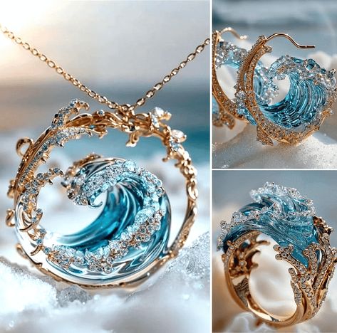 🔥LAST Sale 50% OFF - 🌊Ocean's Oath Jewelry Set Ocean-inspired Jewelry As A Gift, Ocean-inspired Jewelry As Gift, Marine Jewelry, Necklace Packaging, Ocean Necklace, Art Jewelry Design, Waves Crashing, Ocean Jewelry, Be Okay