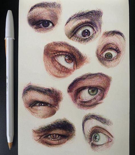 Sketchbook Art Inspiration Eyes, Biro Pen Eye Drawing, Gcse Art Eye Page, Eye Sketchbook Page, Eye Drawing Marker, Eye Color Pencil Drawing, Pen Eye Drawing, Eye Drawing Realistic, Sketchbook Eyes