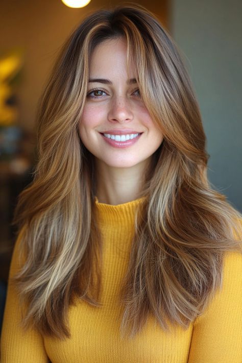 Layering Long Hair, Nail Polish Application, Cuts For Long Hair, Brown Hair Trends, Red Hair Trends, Rambut Brunette, Summer Hair Trends, Long Hair Trends, Straight Layered Hair