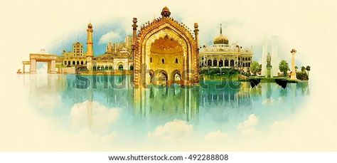 Lucknow City High Resolution Panoramic Water Stock Illustration 492288808 | Shutterstock Lucknow City, Healthy Food Packaging, Happy Dussehra Wishes, City Vector, Color Illustration, Art Decor Diy, Building Art, Architecture Illustration, City Landscape