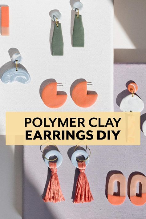 Make Clay Earrings, Diy Clay Jewelry, Clay Earrings Diy, Jewelry Organizer Diy Wall, Diy Jewelry To Sell, Diy Jewelry Holder, Diy Jewelry Unique, Diy Jewelry Inspiration, Earrings Polymer